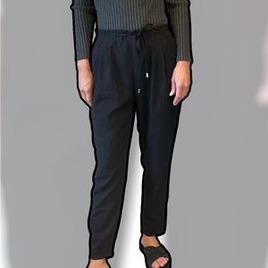 Zara Basic Polyester Sweatpant Style Pant elastic & drawstring waist Black, Sz S
